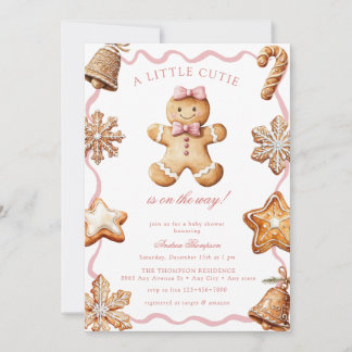 Gingerbread | Winter Girl Baby Shower Invitation