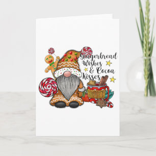 Gingerbread Wishes And Cocoa Kisses Gnome Christma Card