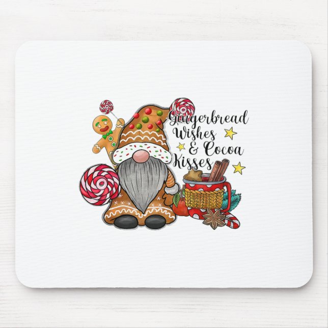 Gingerbread Wishes And Cocoa Kisses Gnome Christma Mouse Mat (Front)