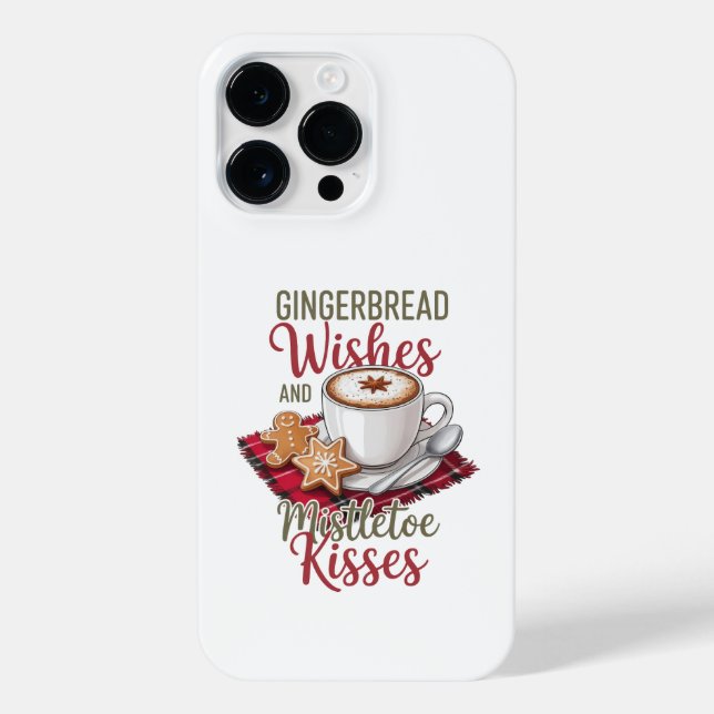 Gingerbread Wishes and Mistletoe Kisses Christmas iPhone Case (Back)