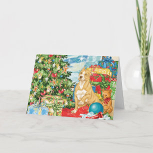 Gingerbread Wishes Pit Bull Terrier Christmas Art Holiday Card