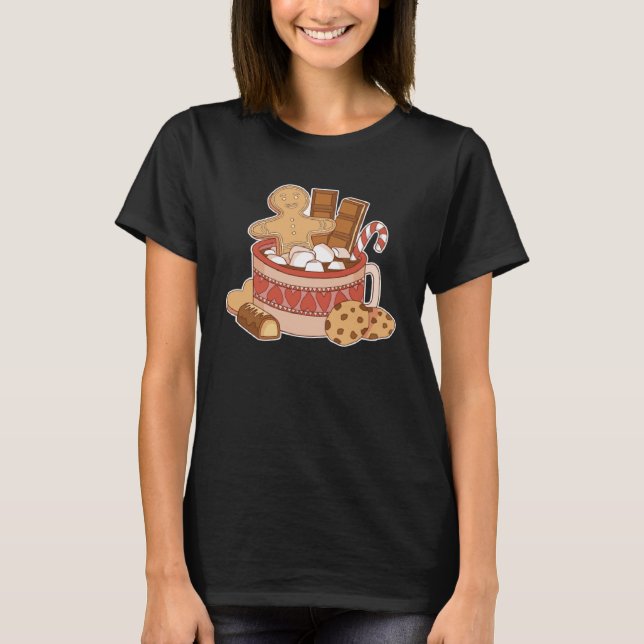 Gingerbread with chocolate candy cane and biscuit  T-Shirt (Front)