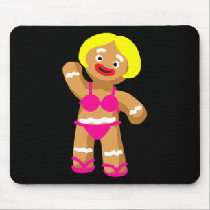 Gingerbread Woman In Bikini Christmas In July Part Mouse Mat