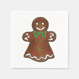 Gingerbread Woman Lady Christmas Cookie Napkins