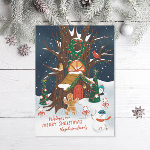 Gingerbread Woods Forest Friends Illustrated Holiday Card