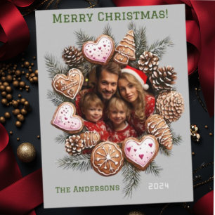 Gingerbread Wreath Christmas Photo Card