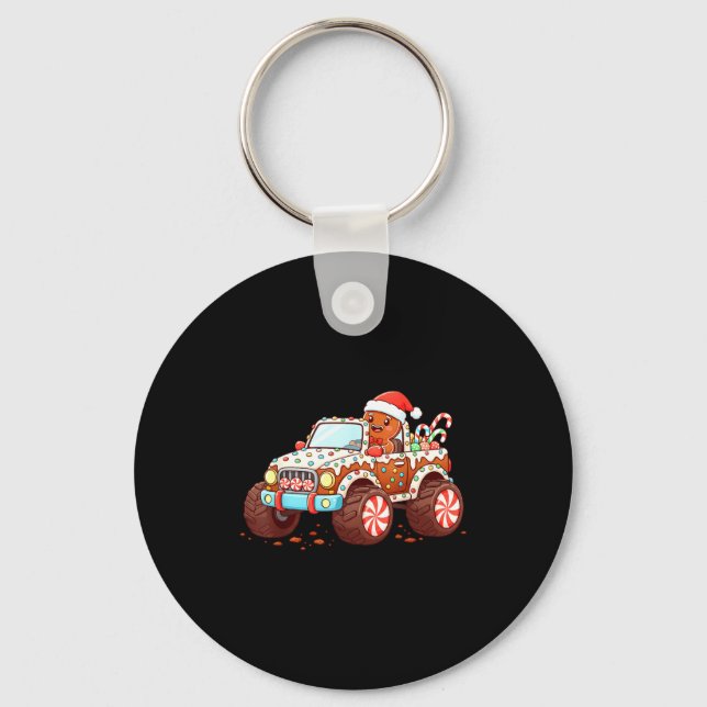 Gingerbread Xmas Candy Truck Funny Christmas Bakin Key Ring (Front)