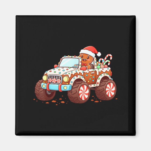 Gingerbread Xmas Candy Truck Funny Christmas Bakin Magnet (Front)