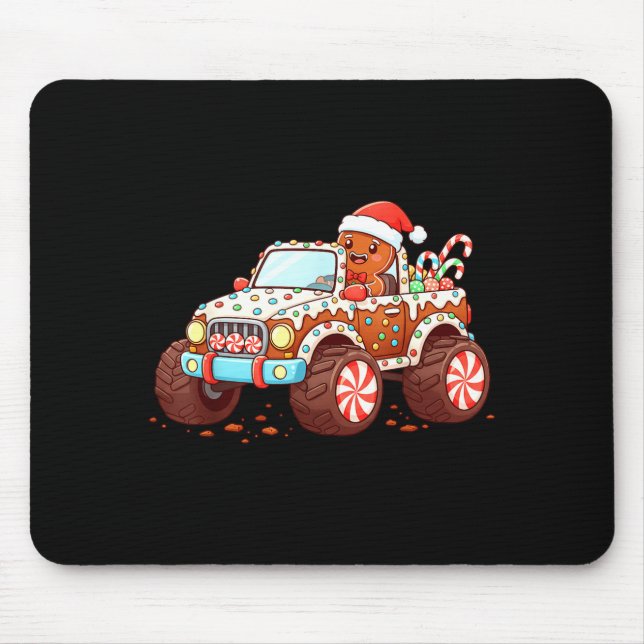 Gingerbread Xmas Candy Truck Funny Christmas Bakin Mouse Mat (Front)