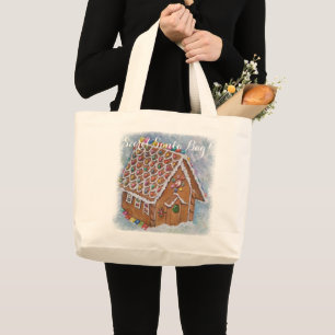 GINGERBREAD XMAS HOUSE SECRET SANTA LARGE TOTE BAG
