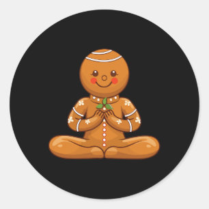 Gingerbread Yoga Christmas Meditation Cookies Xmas Classic Round Sticker