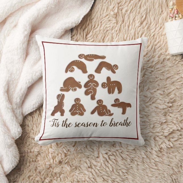 Gingerbread Yoga Throw Pillow (Blanket)