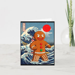 Gingerbread-zilla Vintage Japanese Art Funny Chris Card