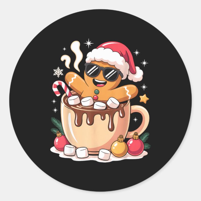 Gingerbreadman Christmas Cocoa Gingerbread Men Wom Classic Round Sticker (Front)