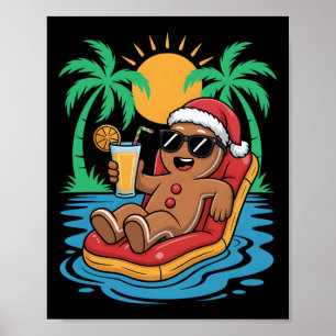 Gingerbreadman Christmas In July Summer Pool Beach Poster