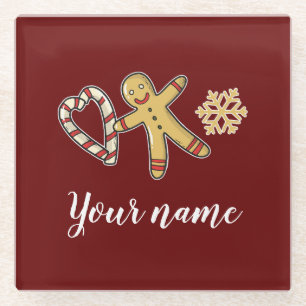 Gingerbreadman Love Glass Coaster