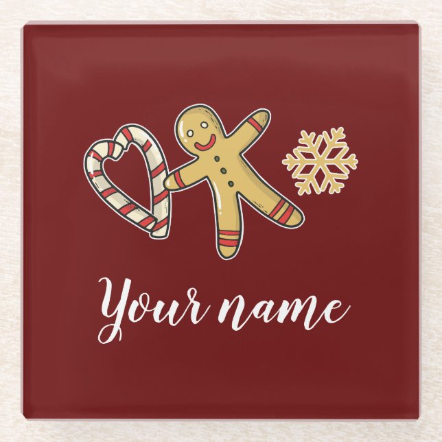 Gingerbreadman Love Glass Coaster (Front)