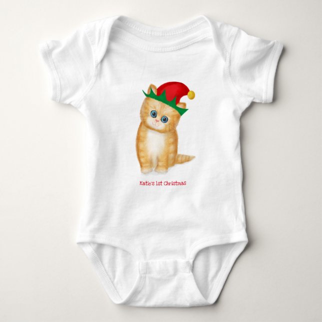 Gingerkitten baby's 1st Xmas personalised bodysuit (Front)