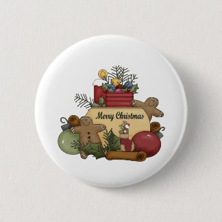 Gingerman Christmas 6 Cm Round Badge