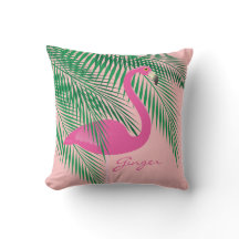 Ginger's Coral Flamingo Pillow