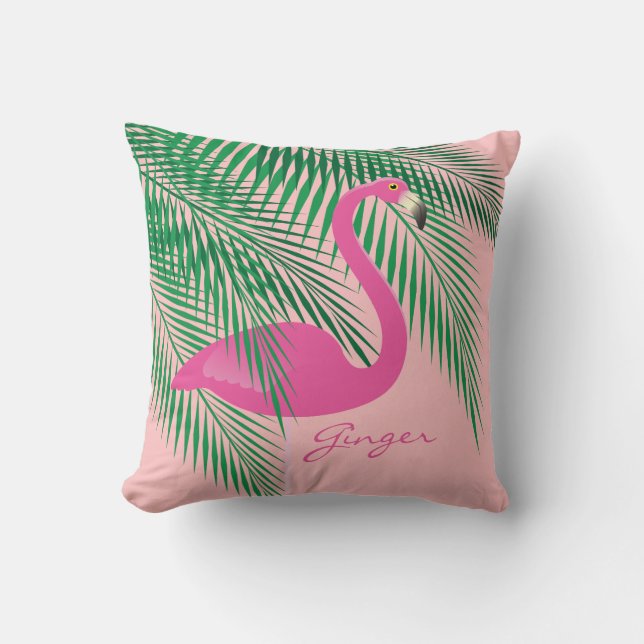Ginger's Coral Flamingo Pillow (Front)