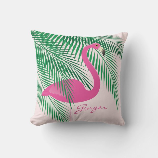 Ginger's Pink Flamingo Pillow (Front)