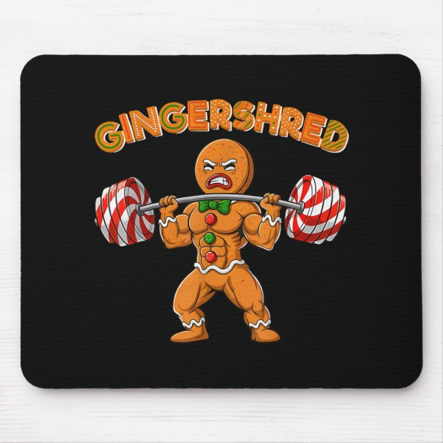 Gingershred Bodybuilder Funny Gingerbread Man Weig Mouse Mat (Front)
