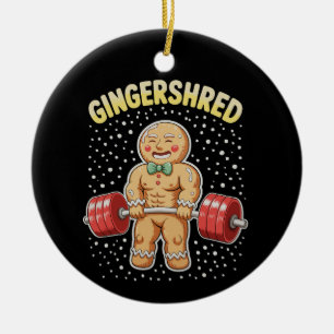 Gingershred Christmas Gingerbread Gym Bodybuilding Ceramic Tree Decoration