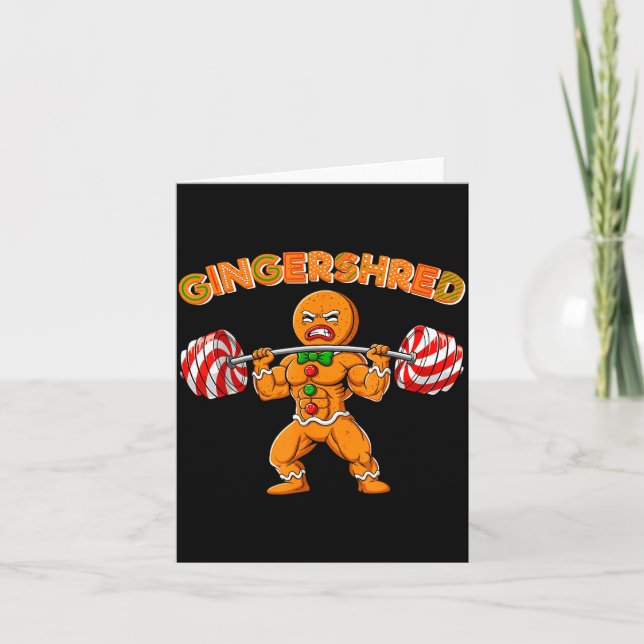 Gingershred Christmas Gingerbread Man Gym Bodybuil Card (Front)