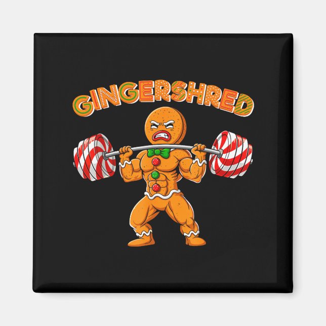 Gingershred Christmas Gingerbread Man Gym Bodybuil Magnet (Front)