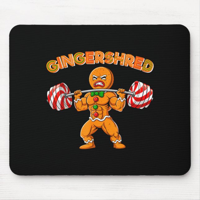 Gingershred Christmas Gingerbread Man Gym Bodybuil Mouse Mat (Front)