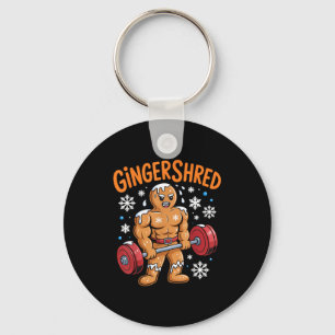 Gingershred Christmas Gym Workout Funny Gingerbrea Key Ring