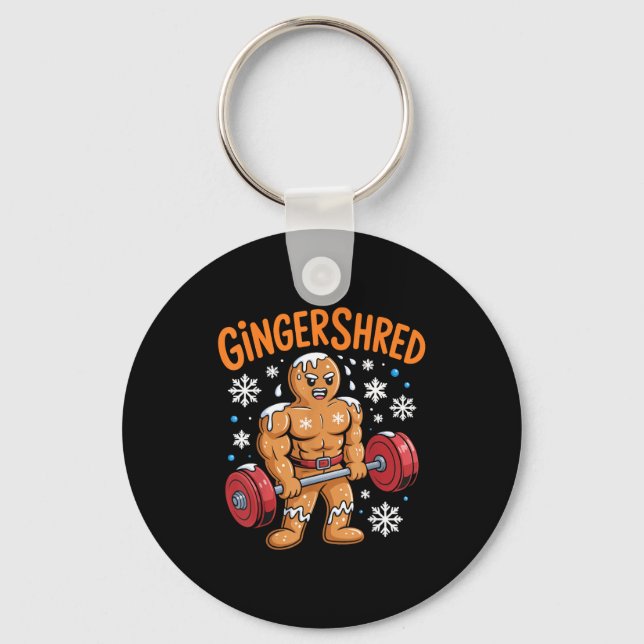 Gingershred Christmas Gym Workout Funny Gingerbrea Key Ring (Front)