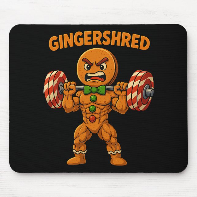 Gingershred Funny Gingerbread Christmas Gym Workou Mouse Mat (Front)