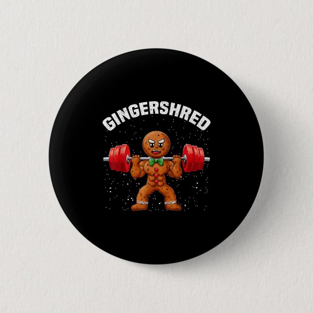 Gingershred Funny Gingerbread Man Gym Bodybuilding 6 Cm Round Badge (Front)