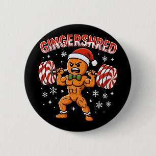 Gingershred Funny Gingerbread Man Gym Bodybuilding 6 Cm Round Badge