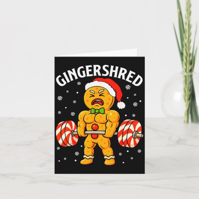 Gingershred Funny Gingerbread Man Gym Bodybuilding Card (Front)