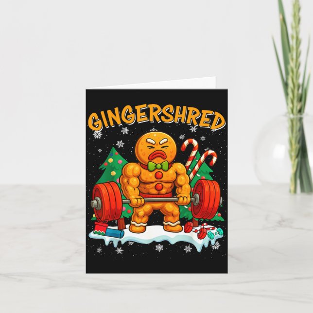 Gingershred Funny Gingerbread Man Gym Bodybuilding Card (Front)