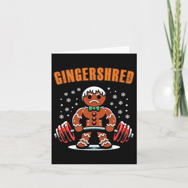 Gingershred Funny Gingerbread Man Gym Bodybuilding Card (Front)