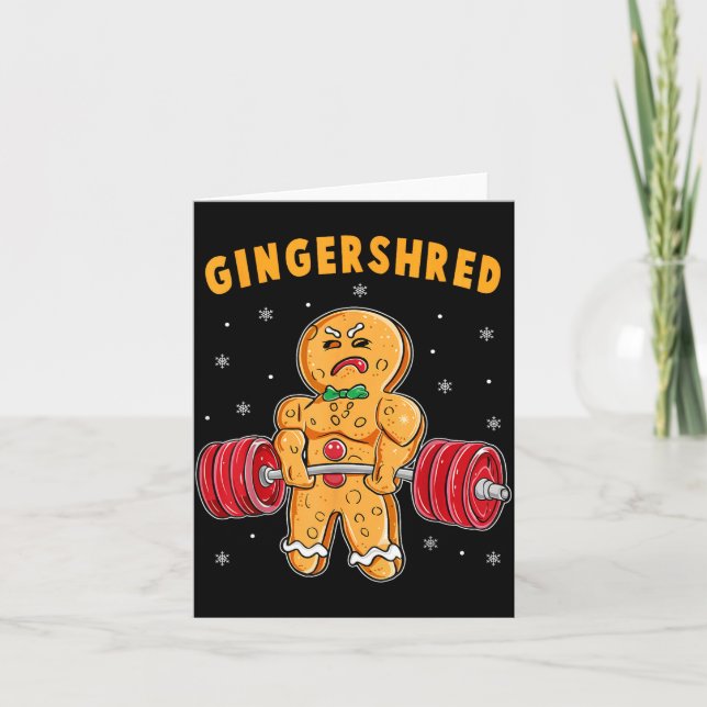 Gingershred Funny Gingerbread Man Gym Bodybuilding Card (Front)