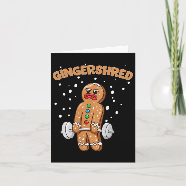 Gingershred Funny Gingerbread Man Gym Bodybuilding Card (Front)