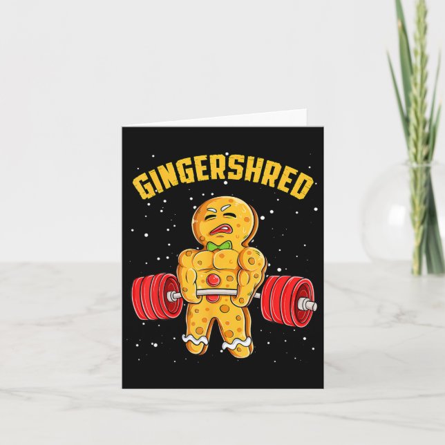 Gingershred Funny Gingerbread Man Gym Bodybuilding Card (Front)