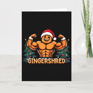 Gingershred Funny Gingerbread Man Gym Bodybuilding Card