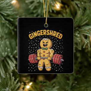 Gingershred Funny Gingerbread Man Gym Bodybuilding Ceramic Ornament