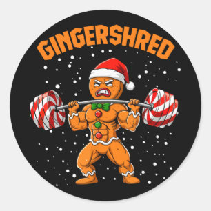 Gingershred Funny Gingerbread Man Gym Bodybuilding Classic Round Sticker