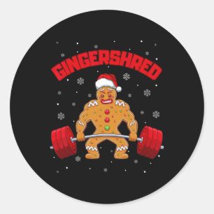 Gingershred Funny Gingerbread Man Gym Bodybuilding Classic Round Sticker