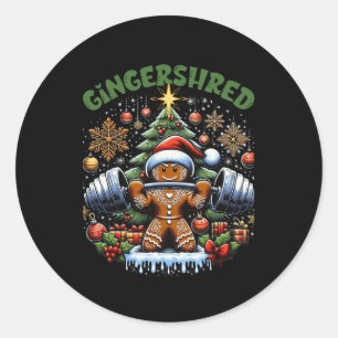 Gingershred Funny Gingerbread Man Gym Bodybuilding Classic Round Sticker