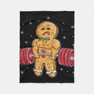 Gingershred Funny Gingerbread Man Gym Bodybuilding Fleece Blanket