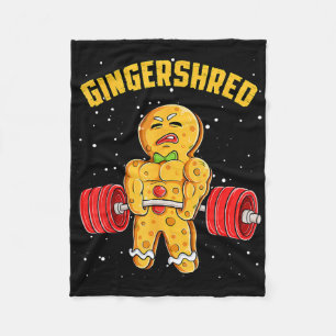 Gingershred Funny Gingerbread Man Gym Bodybuilding Fleece Blanket