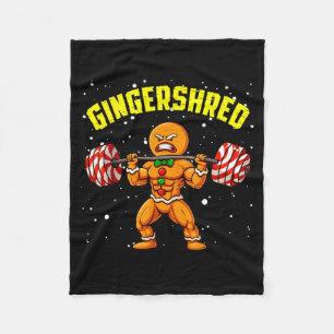 Gingershred Funny Gingerbread Man Gym Bodybuilding Fleece Blanket